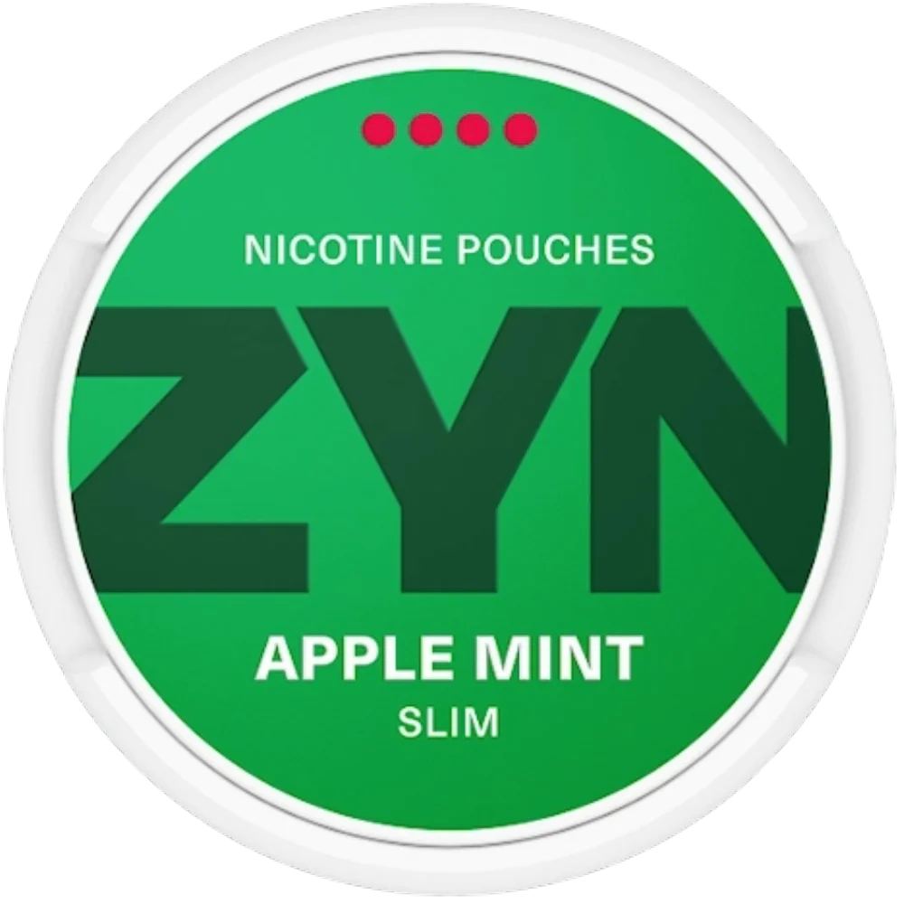 ZYN nicotine pouches packaging with green and white design