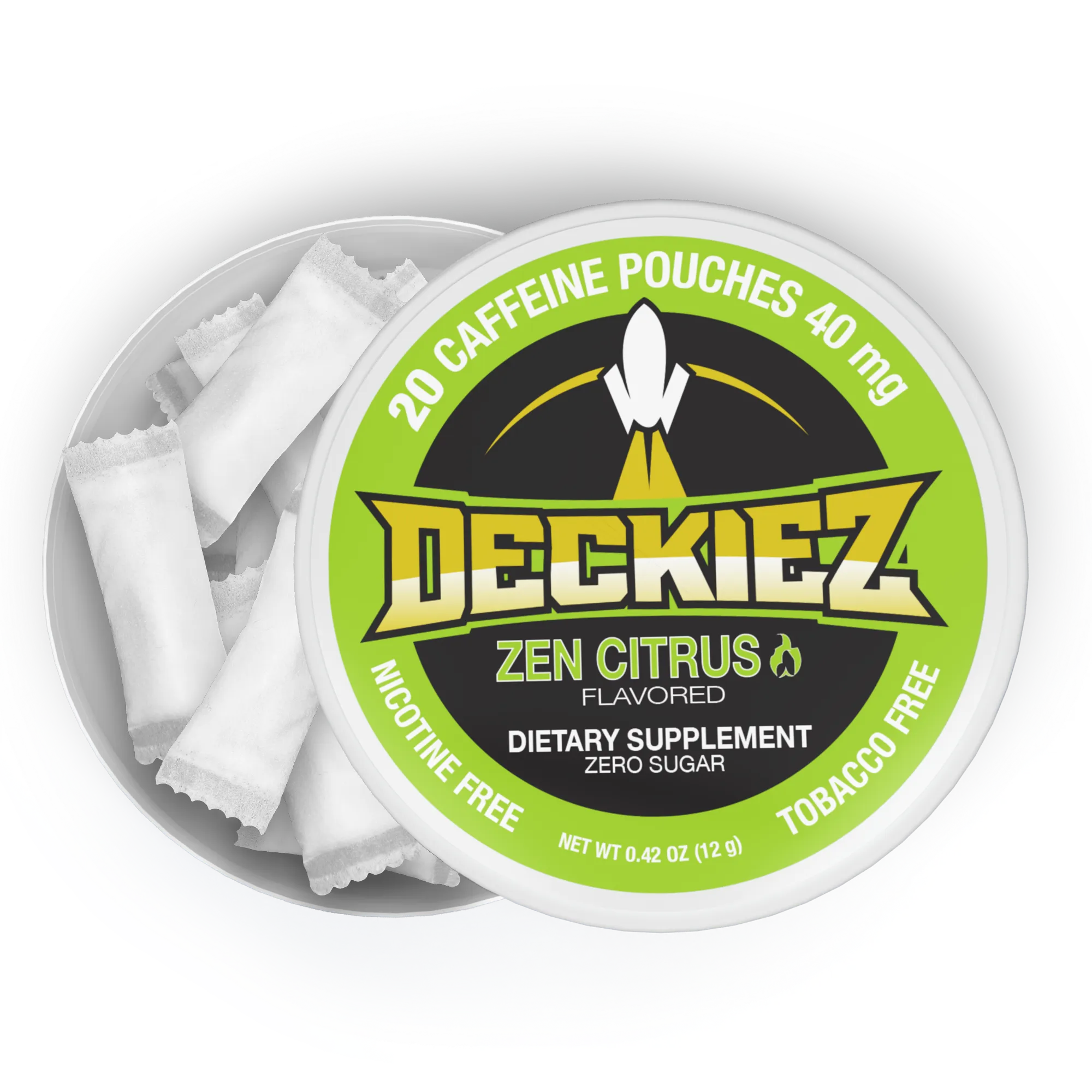 Deckiez Zen Citrus 40MG Caffeine Pouches – Citrus Flavor, Clean Energy, Sugar-Free