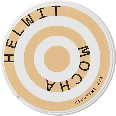 Circular container with 'HELWIT MOCHA' text on a beige and white background