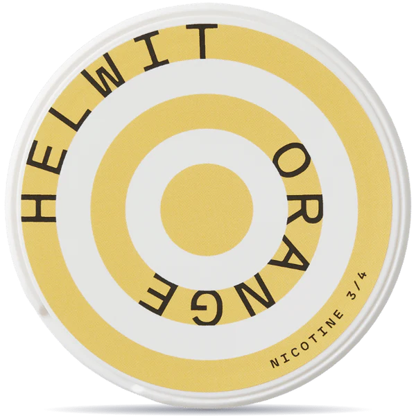Circular container with 'HELWIT' and 'ORANGE' branding on a white background