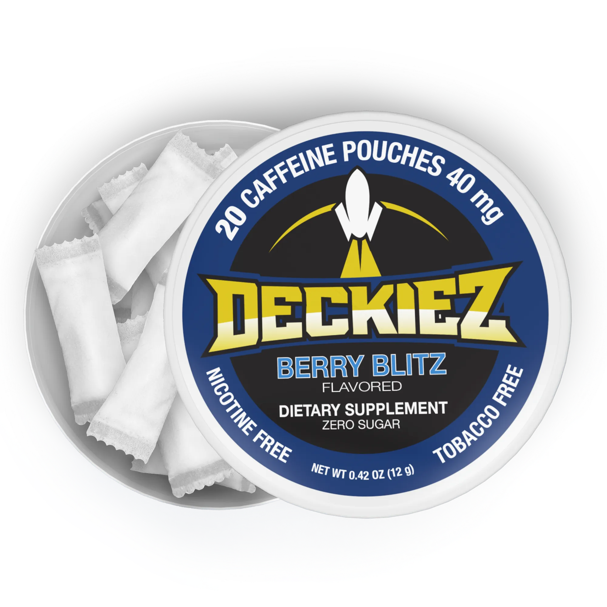 Deckiez Berry Blitz 40MG Caffeine Pouches – Mixed Berry Flavor, Sugar-Free Energy