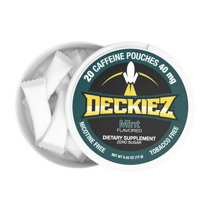 Deckiez Mint 40MG Caffeine Pouches – Mint Flavor, Sugar-Free Energy, Spit-Free