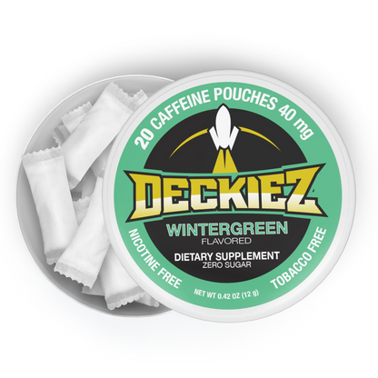 Deckiez Wintergreen 40MG Caffeine Pouches – Mint Flavor, Sugar-Free Energy, Spit-Free