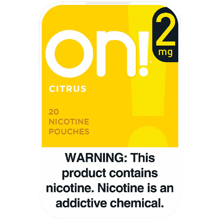 on! Citrus 2MG - Nicotine Pouches front of can