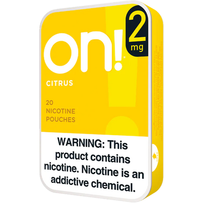 on! Citrus 2MG - Nicotine Pouches side view of can