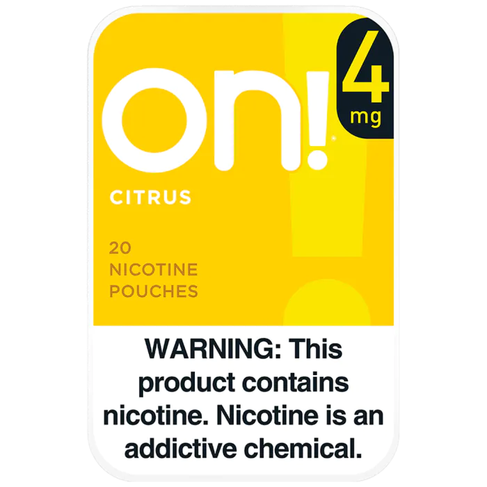 on! Citrus 4MG - Nicotine Pouches front of can