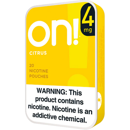 on! Citrus 4MG - Nicotine Pouches side view of can