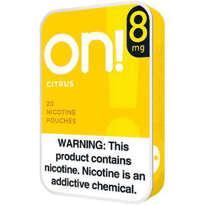 on! Citrus 8MG - Nicotine Pouches side view of can