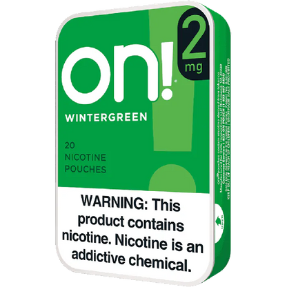 on! Wintergreen 2MG - Nicotine Pouches side view of can
