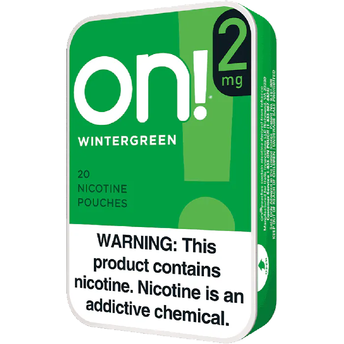 on! Wintergreen 2MG - Nicotine Pouches side view of can
