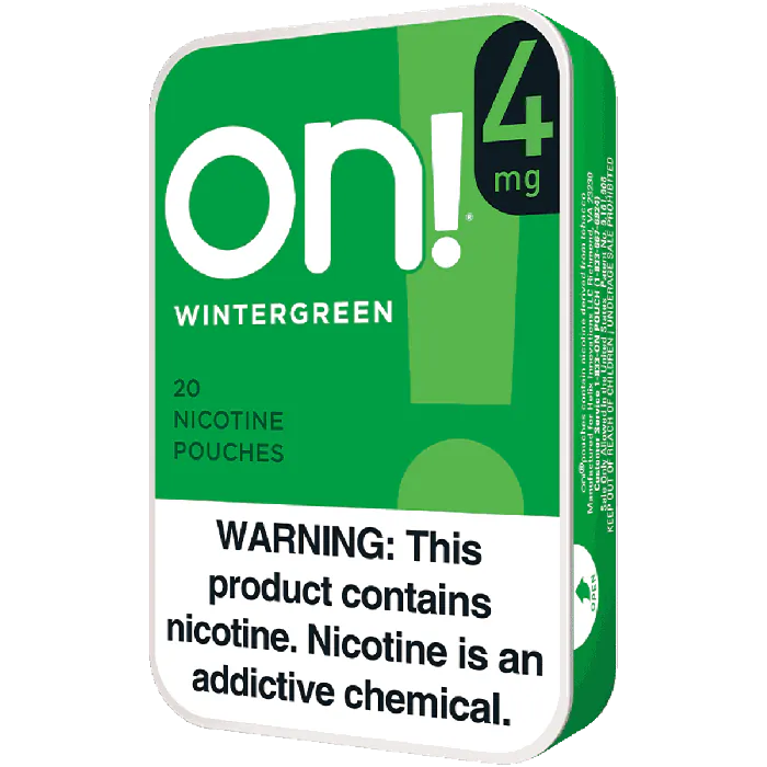 on! Wintergreen 4MG - Nicotine Pouches side view of can
