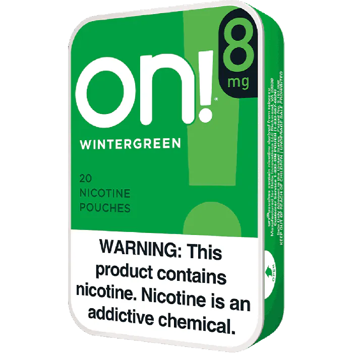 on! Wintergreen 8MG - Nicotine Pouches side view of can