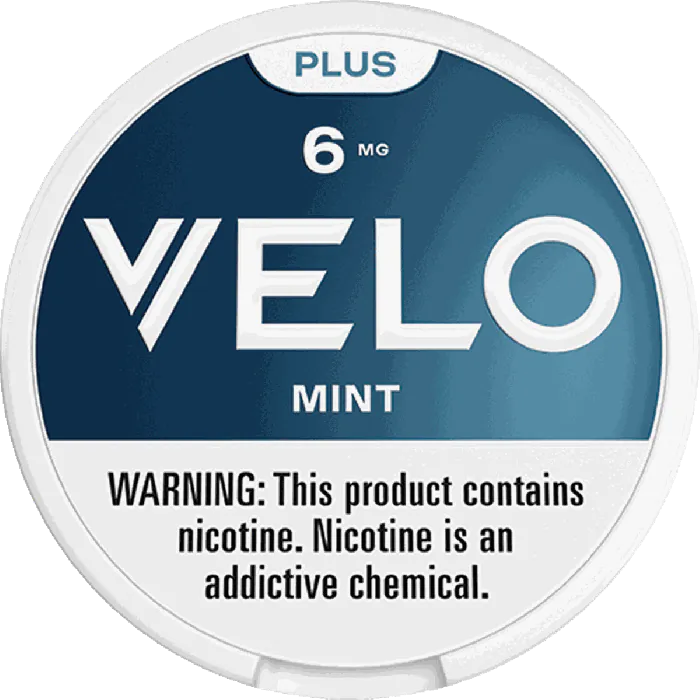 VELO mint nicotine product packaging with blue and white design