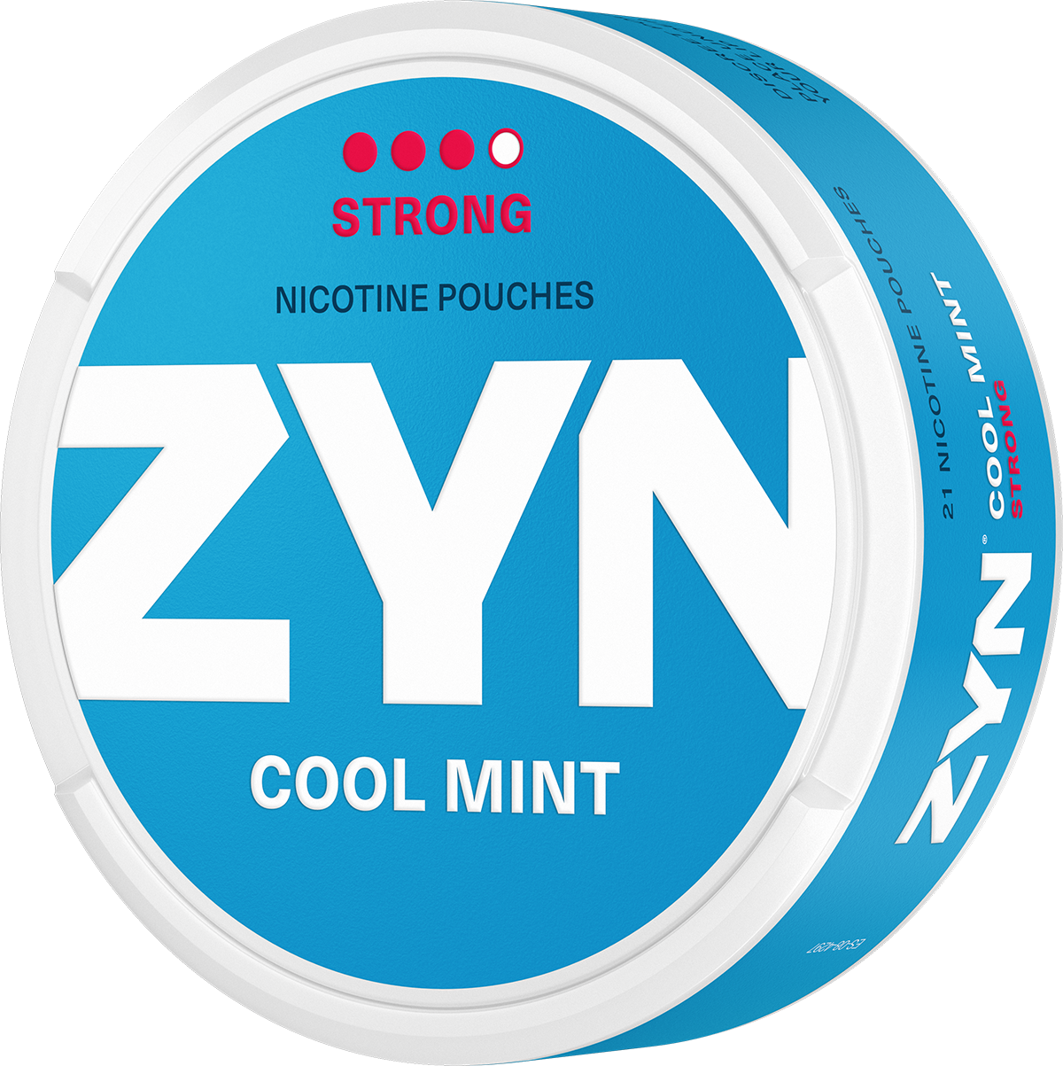 ZYN Cool Mint nicotine pouch container with blue and white design
