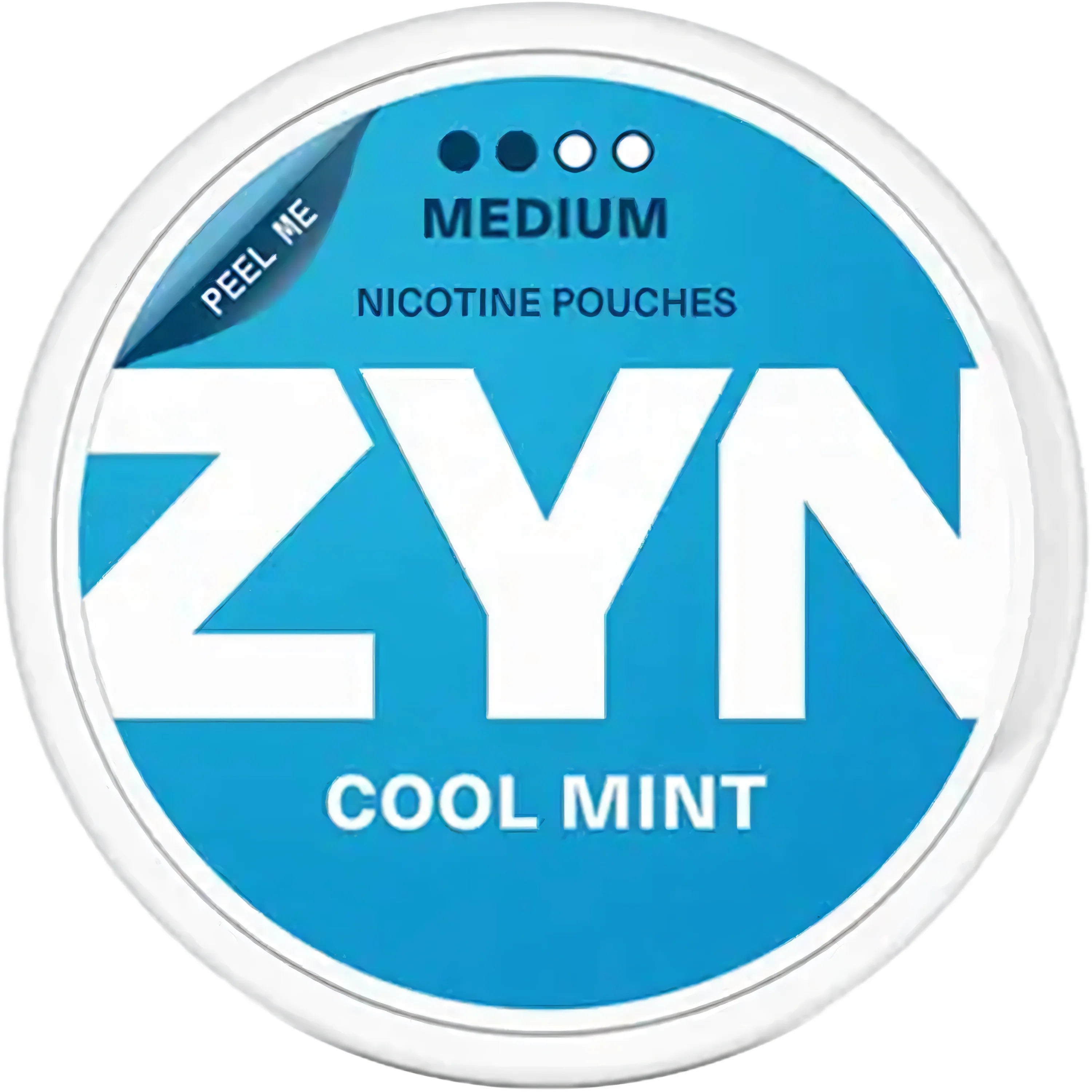 ZYN Cool Mint nicotine pouches container with blue and white design