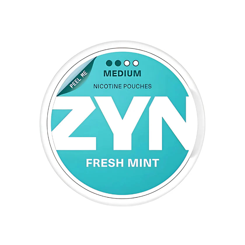 ZYN Fresh Mint nicotine pouch container on a white background